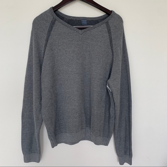 TAILOR Vintage PULLOVER SWEATER XLARGE gray long sleeve reversible v-neck NEW - Picture 3 of 14